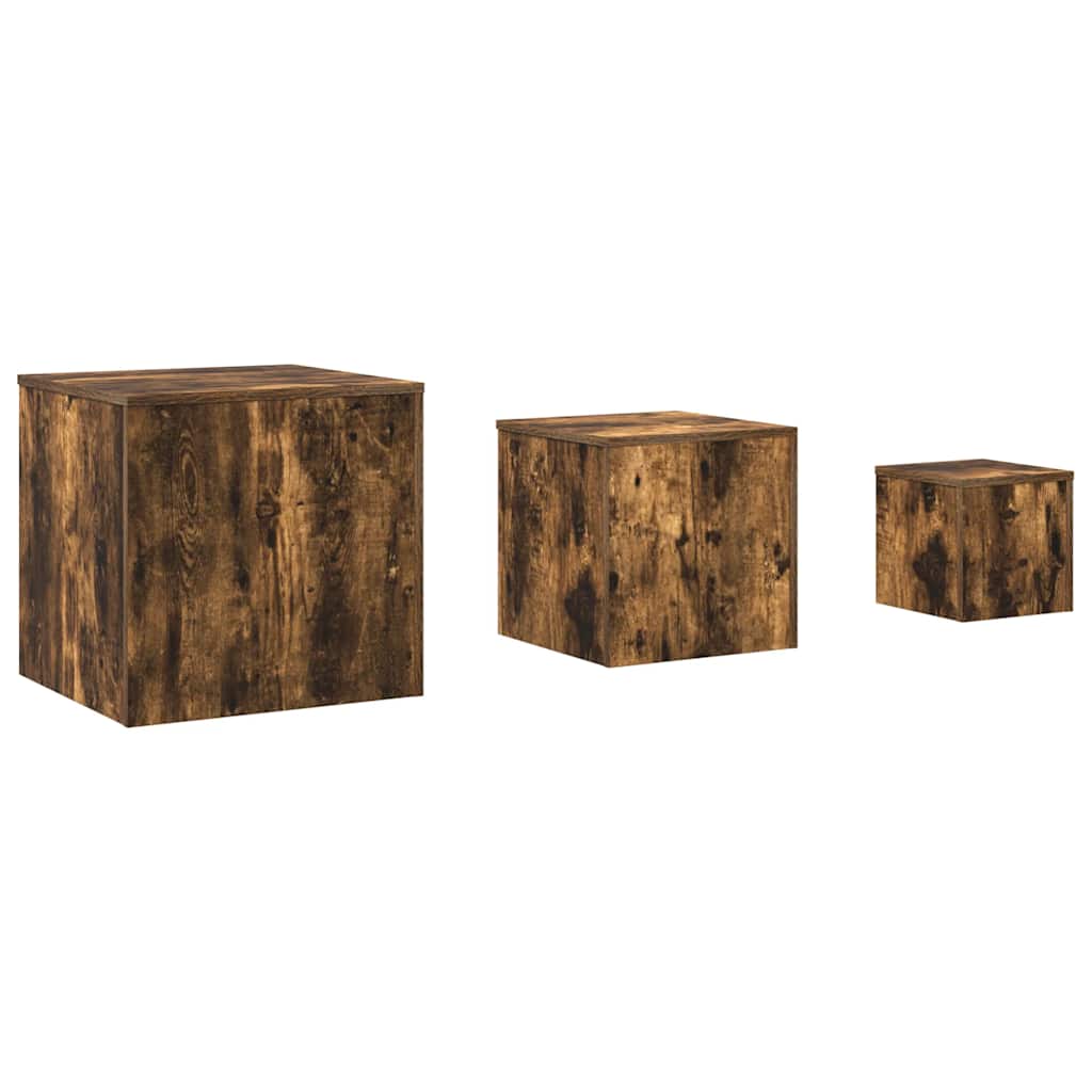 Beistelltische 3 Stk. Räuchereiche Holzwerkstoff