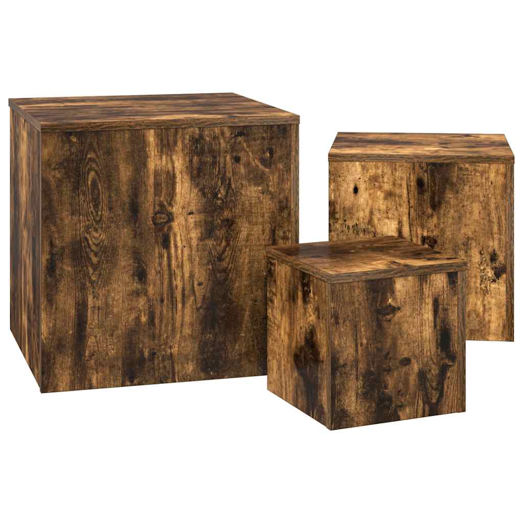 Beistelltische 3 Stk. Räuchereiche Holzwerkstoff