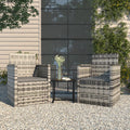 3-tlg. Garten-Lounge-Set mit Kissen Poly Rattan Grau