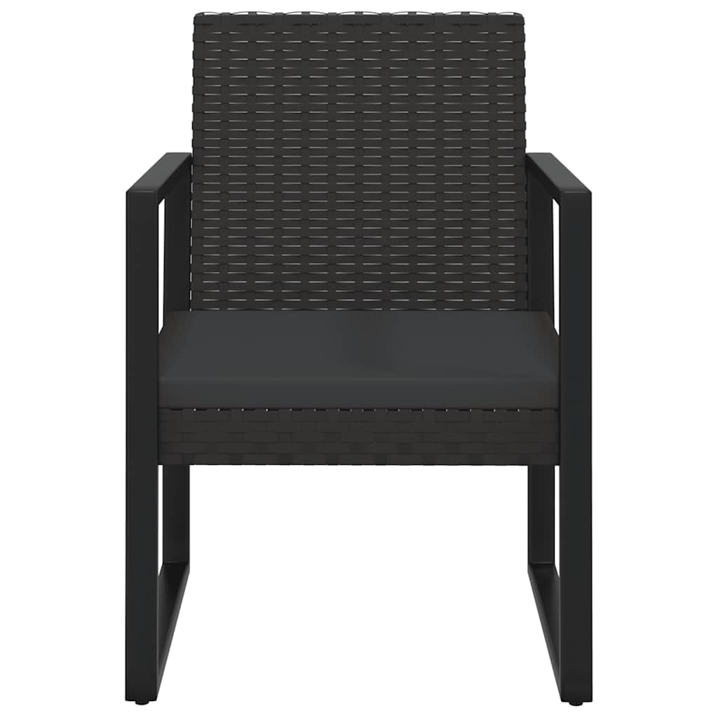 4-tlg. Garten-Lounge-Set mit Kissen Schwarz Poly Rattan
