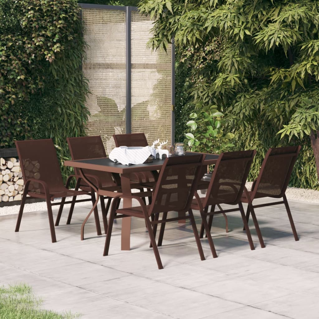 7-tlg. Garten-Essgruppe Braun und Schwarz