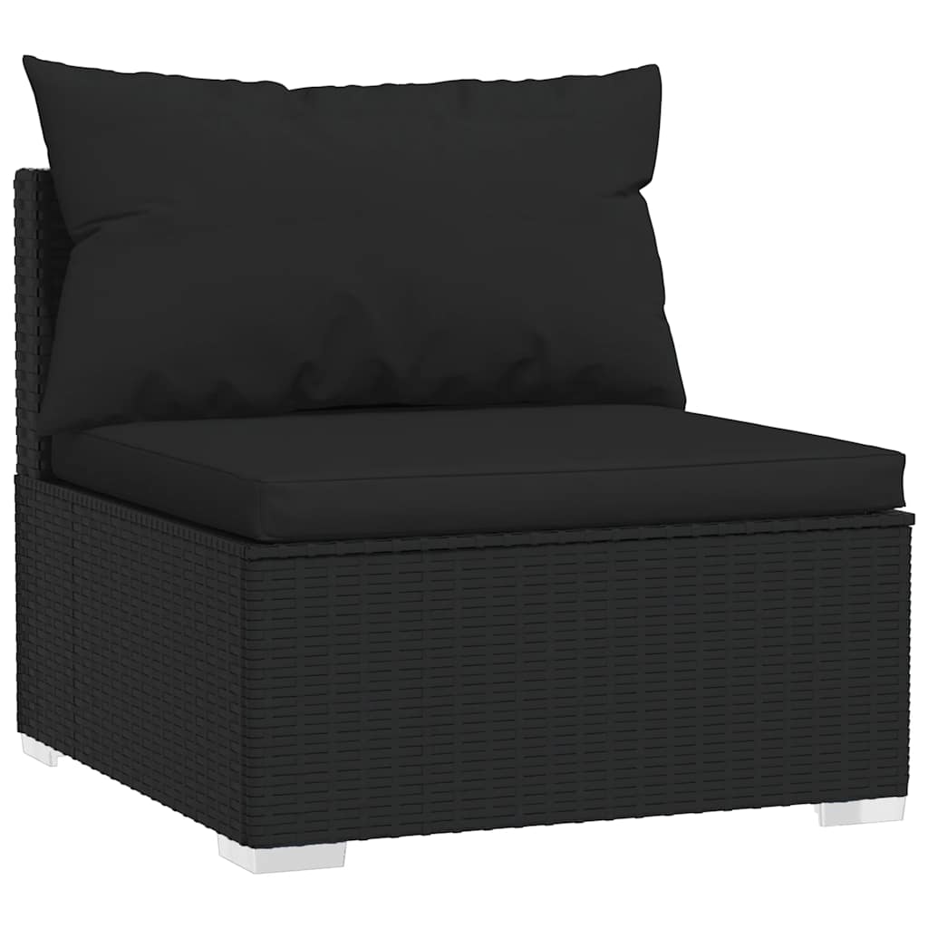 5-tlg. Garten-Lounge-Set mit Kissen Poly Rattan Schwarz