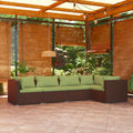 5-tlg. Garten-Lounge-Set mit Kissen Poly Rattan Braun