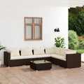 7-tlg. Garten-Lounge-Set mit Kissen Poly Rattan Braun