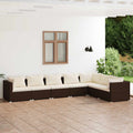 7-tlg. Garten-Lounge-Set mit Kissen Poly Rattan Braun