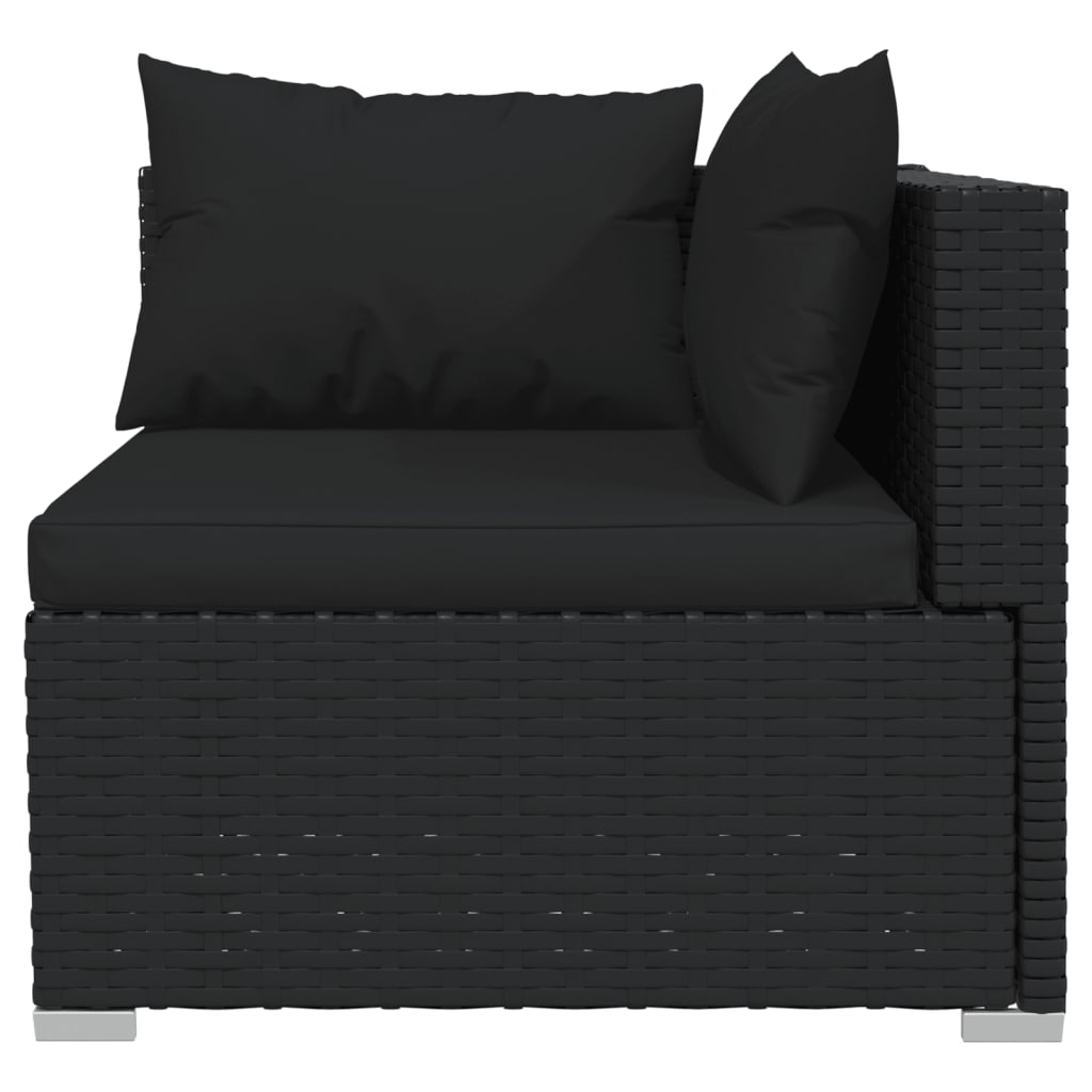 7-tlg. Garten-Lounge-Set mit Kissen Poly Rattan Schwarz