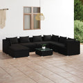 8-tlg. Garten-Lounge-Set mit Kissen Poly Rattan Schwarz
