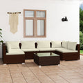 7-tlg. Garten-Lounge-Set mit Kissen Poly Rattan Braun