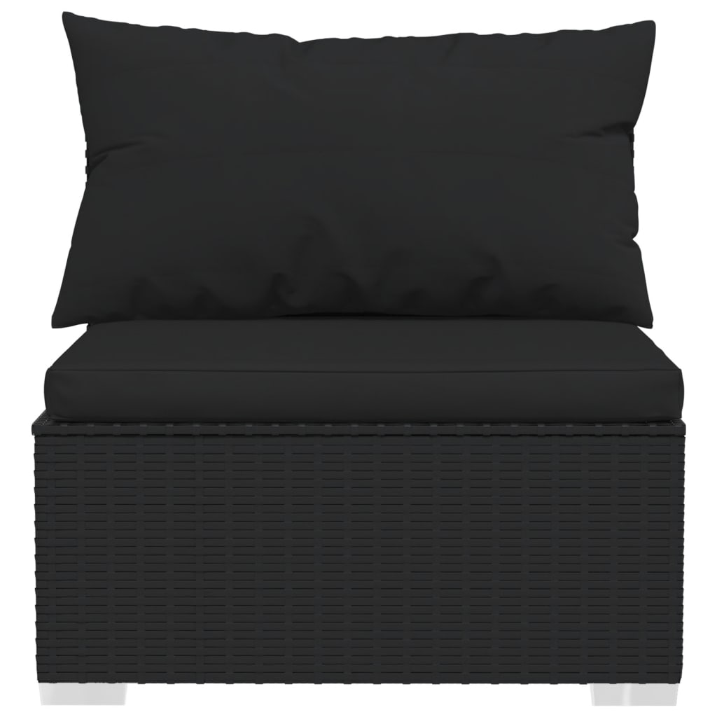 10-tlg. Garten-Lounge-Set mit Kissen Poly Rattan Schwarz
