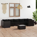 8-tlg. Garten-Lounge-Set mit Kissen Poly Rattan Schwarz