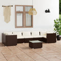 8-tlg. Garten-Lounge-Set mit Kissen Poly Rattan Braun