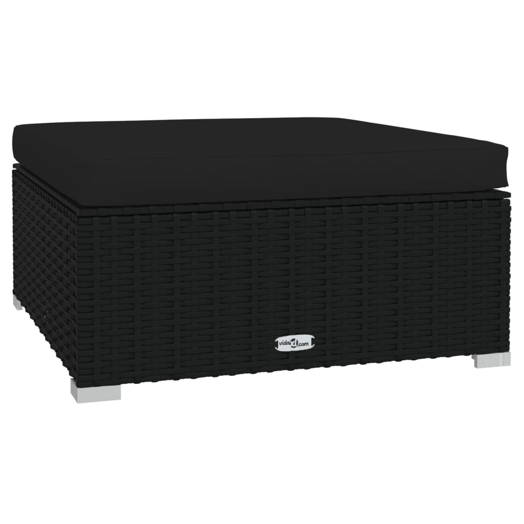 10-tlg. Garten-Lounge-Set mit Kissen Schwarz Poly Rattan
