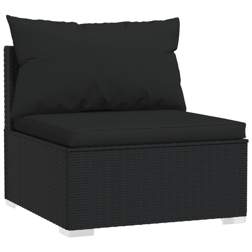 13-tlg. Garten-Lounge-Set mit Kissen Schwarz Poly Rattan