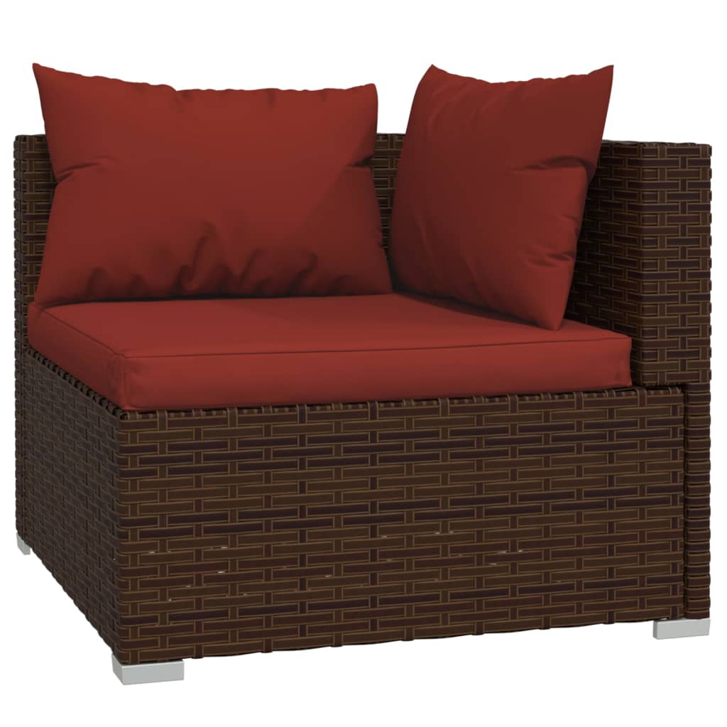 11-tlg. Garten-Lounge-Set mit Kissen Braun Poly Rattan