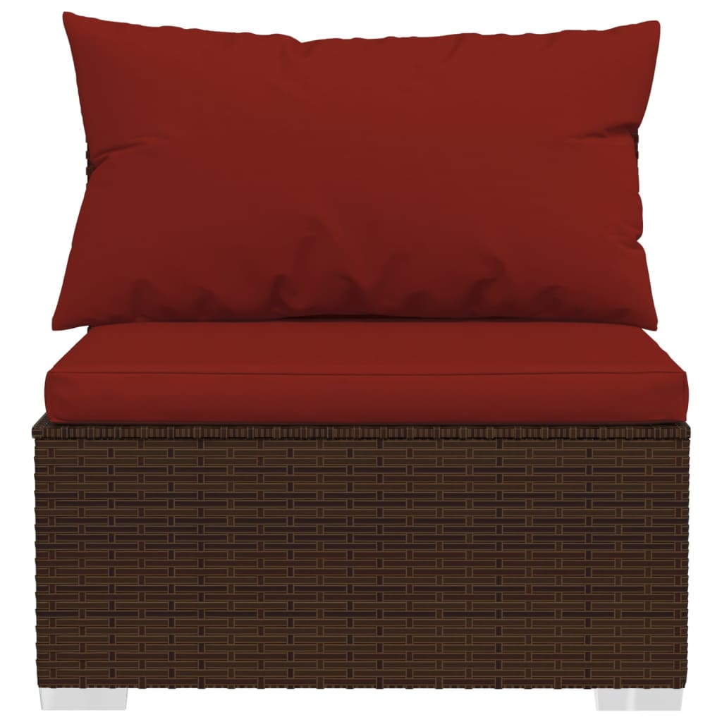 11-tlg. Garten-Lounge-Set mit Kissen Braun Poly Rattan