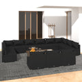 13-tlg. Garten-Lounge-Set mit Kissen Schwarz Poly Rattan