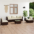 6-tlg. Garten-Lounge-Set mit Kissen Poly Rattan Braun