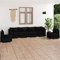 6-tlg. Garten-Lounge-Set mit Kissen Poly Rattan Schwarz