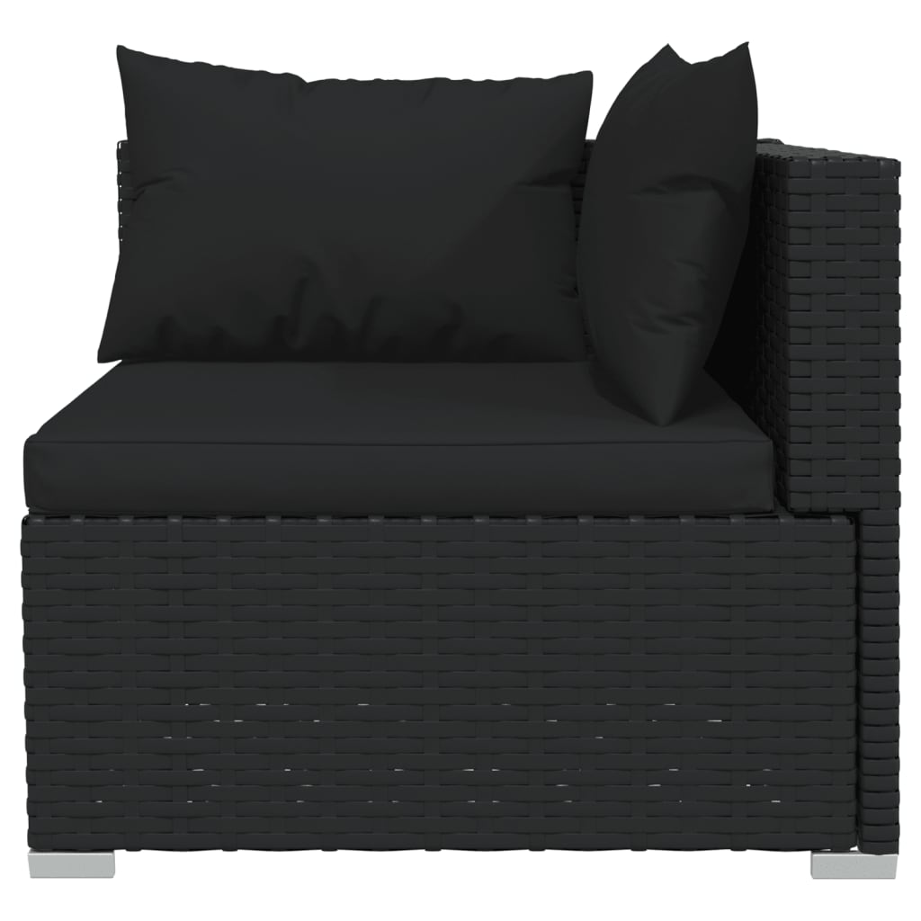 7-tlg. Garten-Lounge-Set mit Kissen Poly Rattan Schwarz