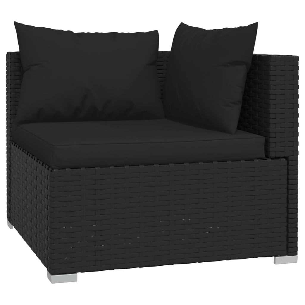 7-tlg. Garten-Lounge-Set mit Kissen Poly Rattan Schwarz
