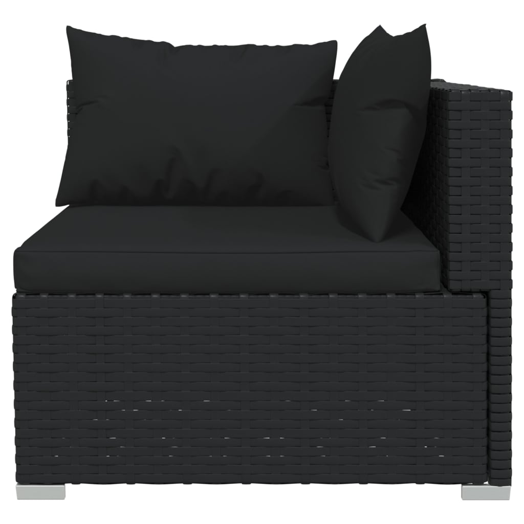 7-tlg. Garten-Lounge-Set mit Kissen Poly Rattan Schwarz