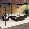 11-tlg. Garten-Lounge-Set mit Kissen Poly Rattan Braun