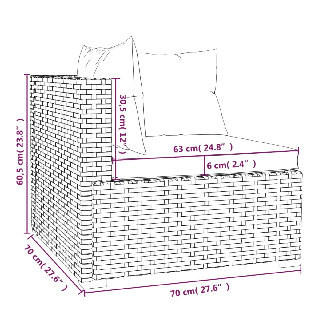 10-tlg. Garten-Lounge-Set mit Kissen Poly Rattan Schwarz