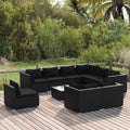 10-tlg. Garten-Lounge-Set mit Kissen Poly Rattan Schwarz