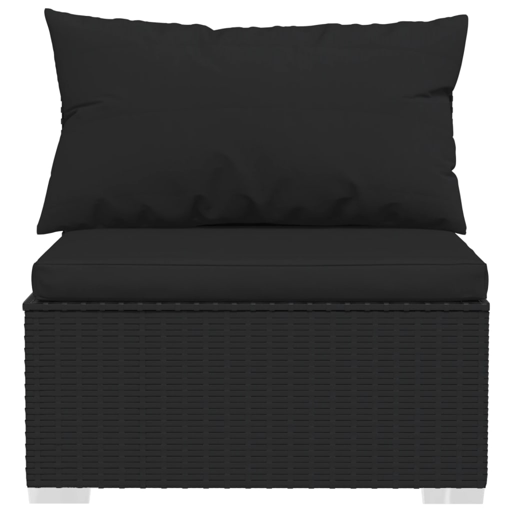 13-tlg. Garten-Lounge-Set mit Kissen Schwarz Poly Rattan
