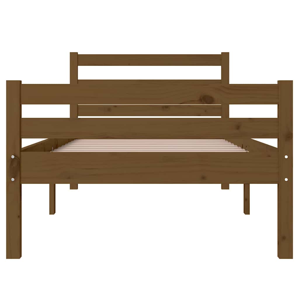 Massivholzbett ohne Matratze Honigbraun 75x190 cm