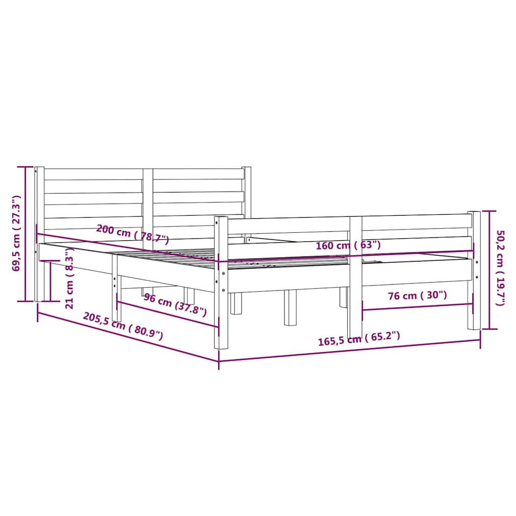 Massivholzbett ohne Matratze 160x200 cm