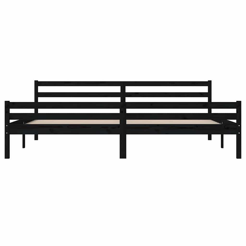 Massivholzbett Schwarz 200x200 cm