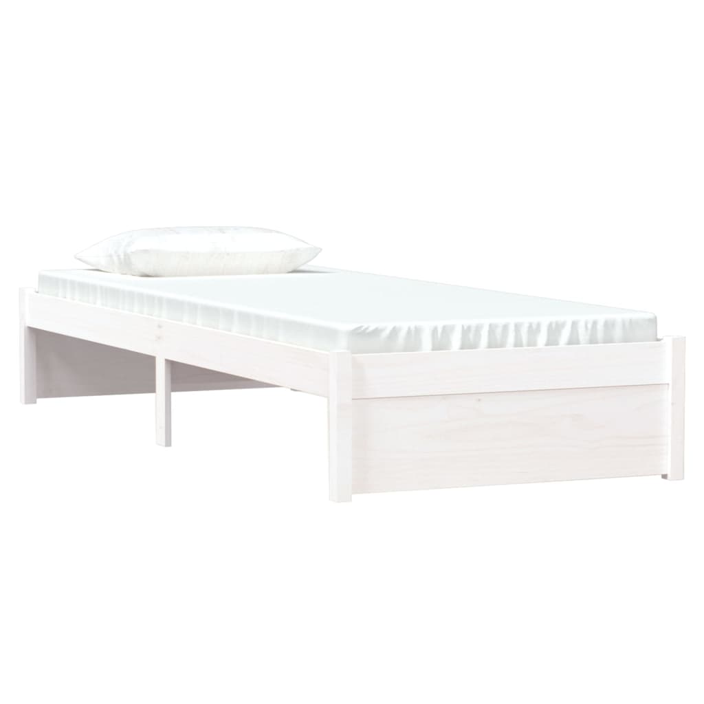 Massivholzbett ohne Matratze Weiß 75x190 cm