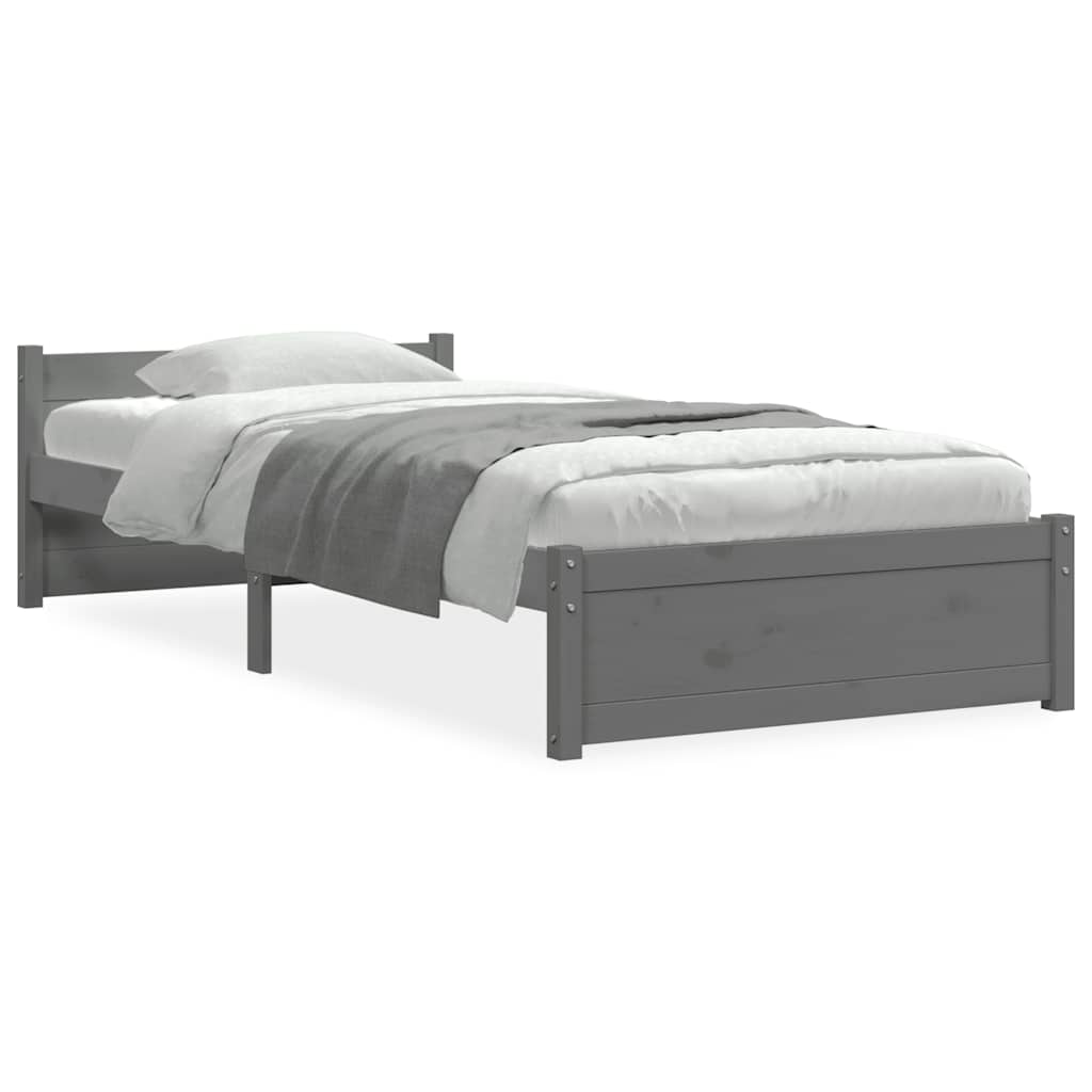 Massivholzbett Grau 75x190 cm