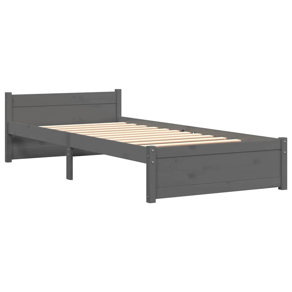 Massivholzbett Grau 75x190 cm