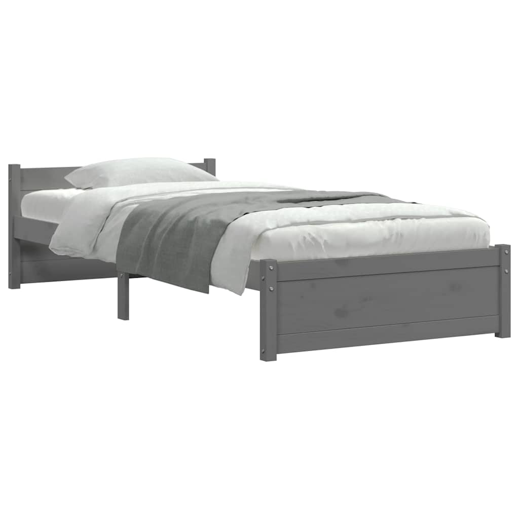 Massivholzbett Grau 75x190 cm
