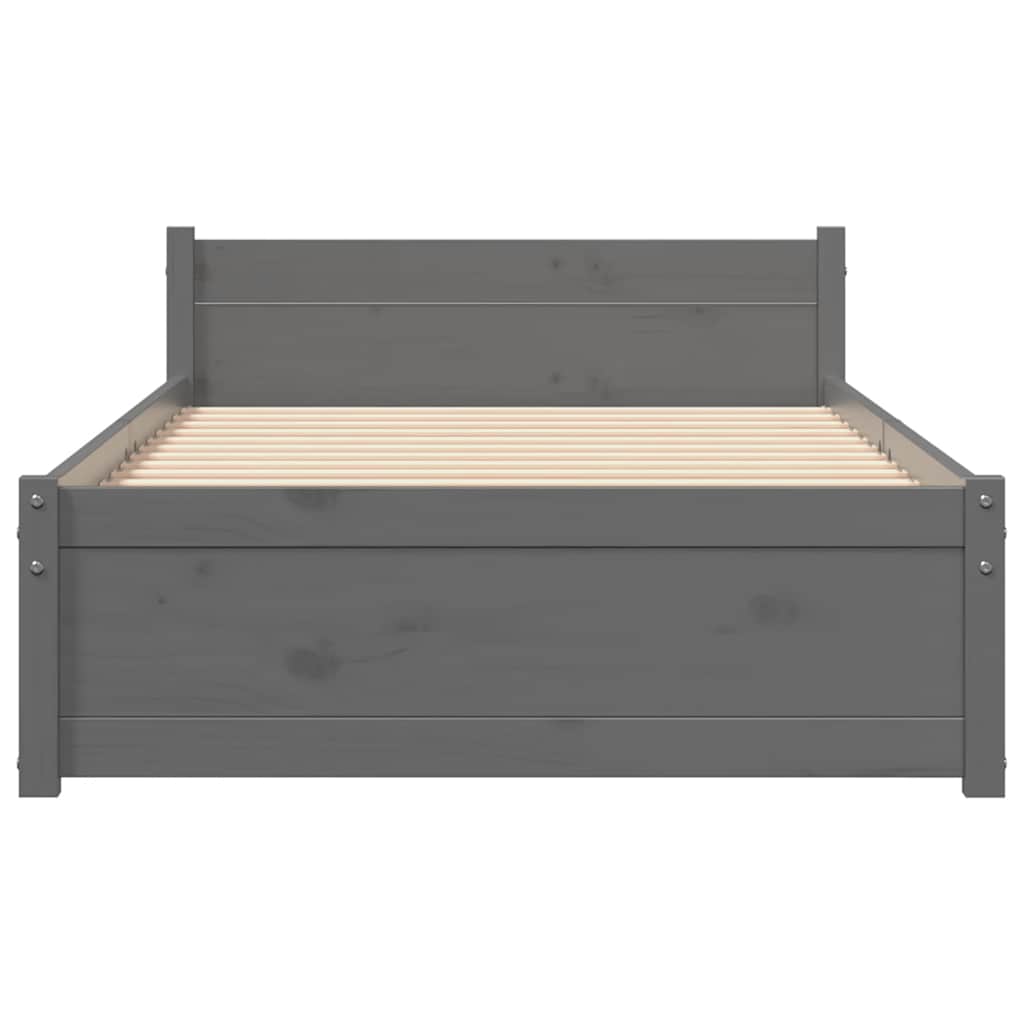 Massivholzbett Grau 75x190 cm