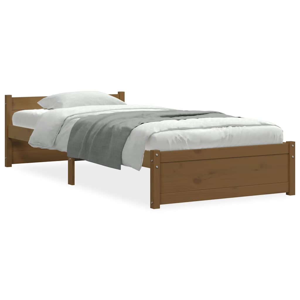 Massivholzbett ohne Matratze Honigbraun 75x190 cm