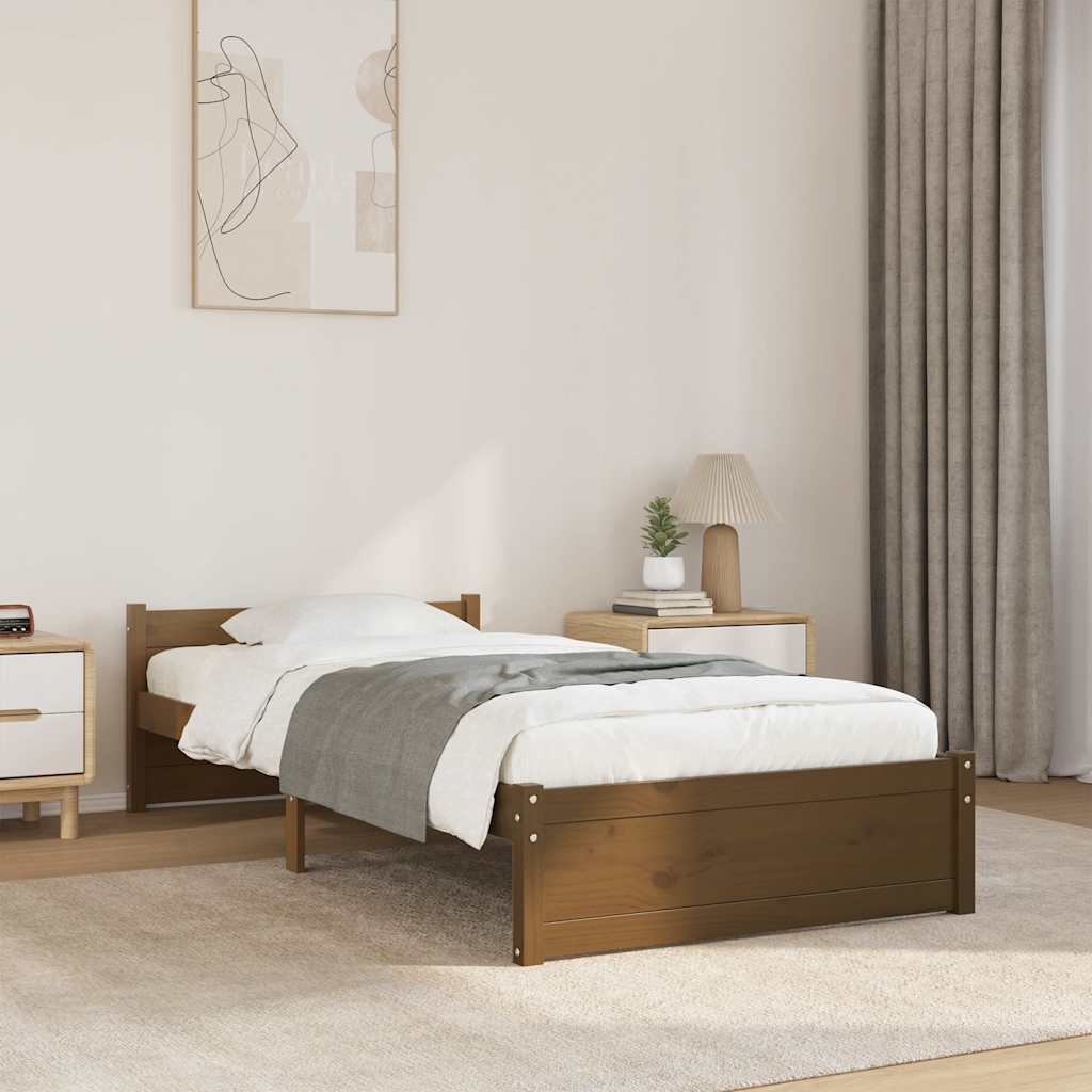 Massivholzbett ohne Matratze Honigbraun 75x190 cm