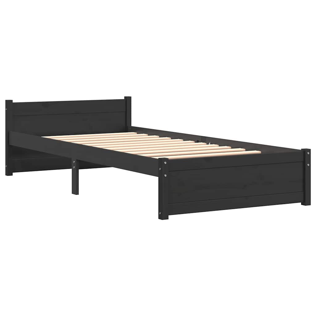 Massivholzbett Schwarz 90x190 cm
