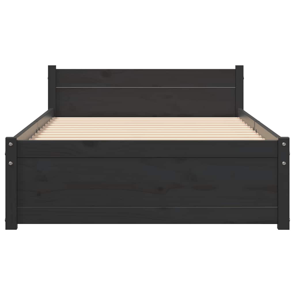 Massivholzbett Schwarz 90x190 cm