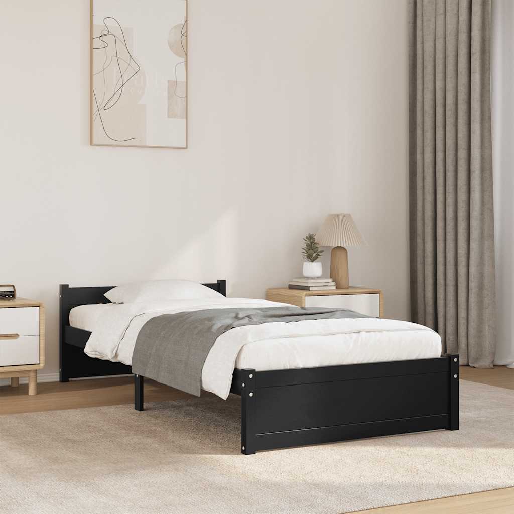 Massivholzbett Schwarz 90x190 cm