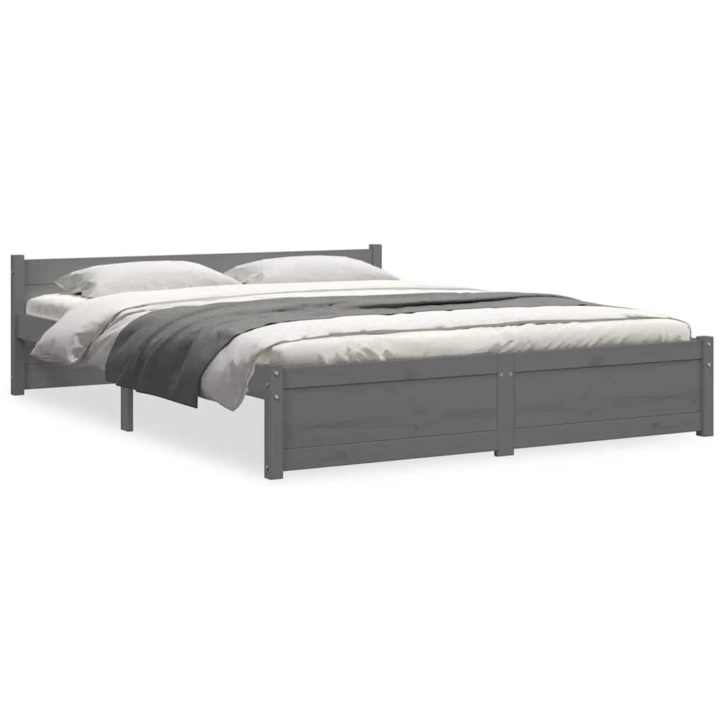Massivholzbett Grau 135x190 cm