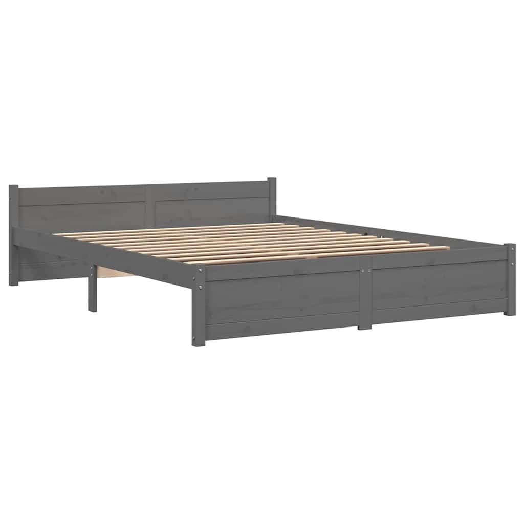 Massivholzbett Grau 135x190 cm