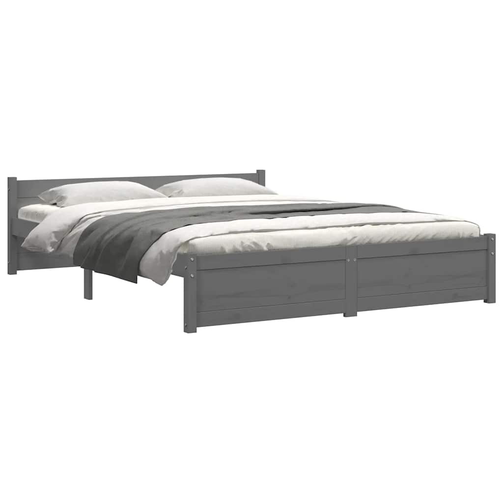 Massivholzbett Grau 135x190 cm