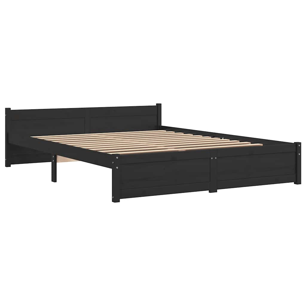 Massivholzbett Schwarz 140x190 cm