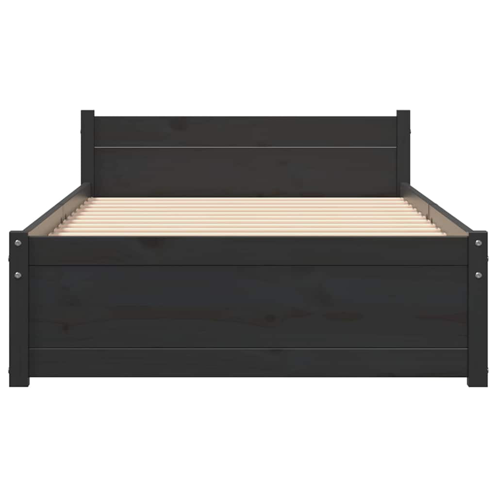 Massivholzbett Schwarz 90x200 cm