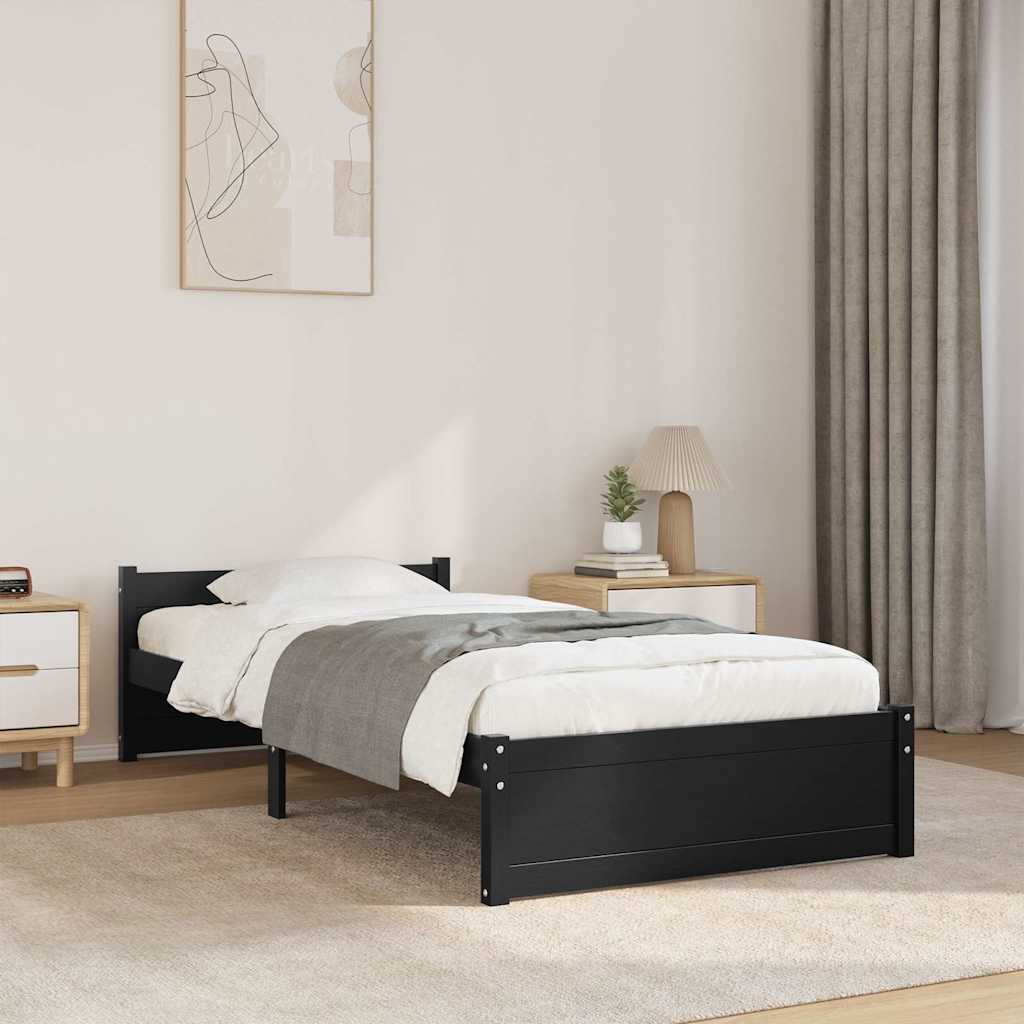 Massivholzbett Schwarz 90x200 cm