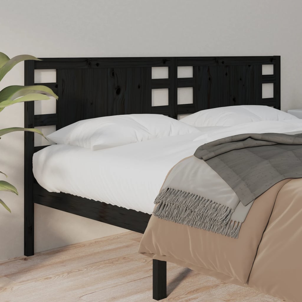 Bett-Kopfteil Schwarz 141x4x100 cm Massivholz Kiefer
