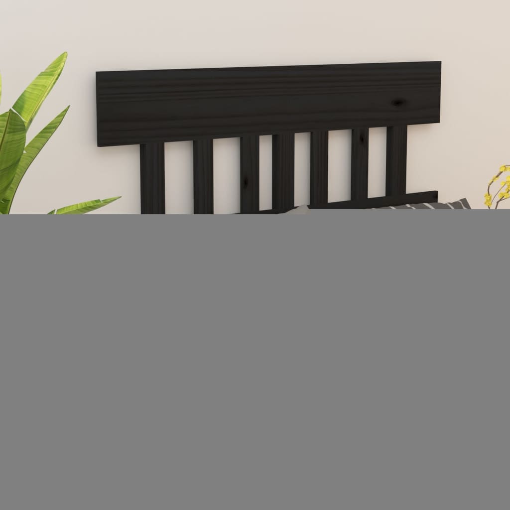 Kopfteil Schwarz 123,5x3x81 cm Massivholz Kiefer